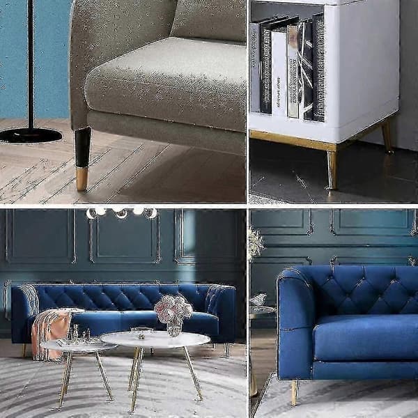 Møbelben sæt med 4 til sofa, bord, skab og sengebord med lige metaldesign - Perfet Gold 25cm