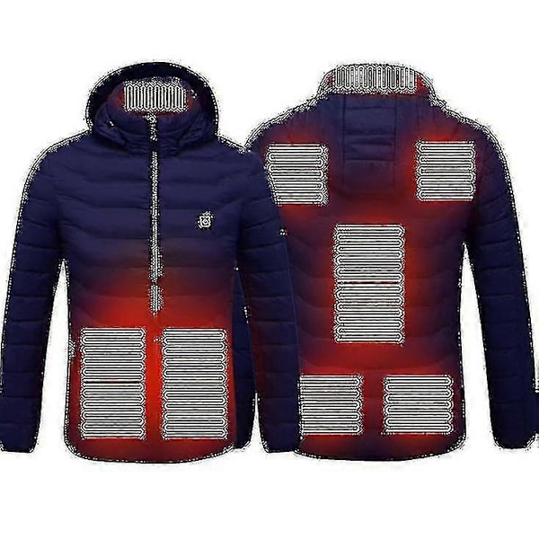 Lämmitetty takki, Talvi Ulkoilma Lämmin Sähköinen Lämmitetty Takki, 8 Lämmitysaluetta - Perfet Blue 2XL