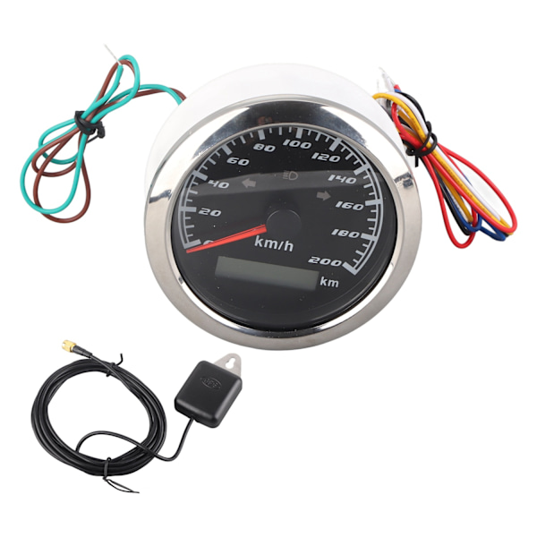 9-32V IP67 GPS Speedometer 200 km/t 0-999999 km LCD Odometer Anti-dugg Multifunksjonsmåler for Biler Motorsykler Skip - Perfet