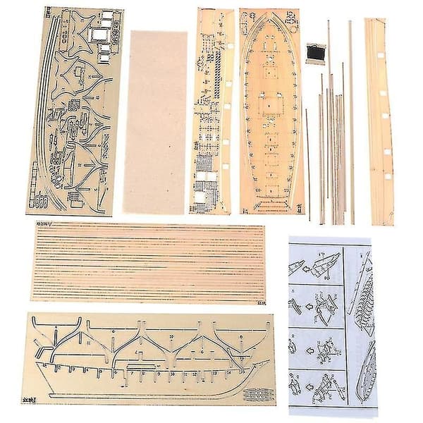 Ny 1:100 Halcon Træ Sejlbåd Model DIY Kit Skibsmontering Dekoration Gave - Perfekt