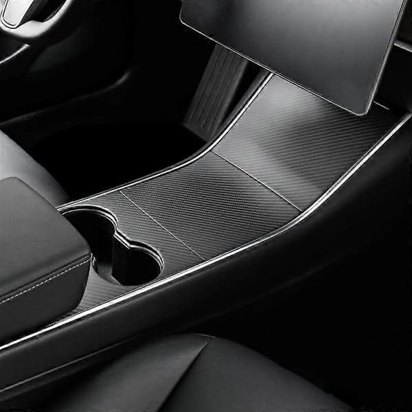 Støbt midterkonsoldæksel kompatibelt med Tesla Model 3 2018 2019 2020 Indvendig kopholder Face Modification Trims Decor Adhensive Panel-Perfet Silver