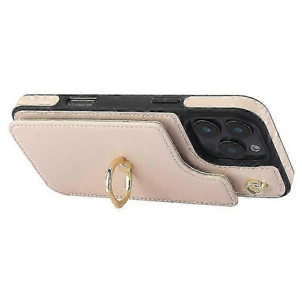 Yhteensopiva iPhone 16 Pro Max -kotelon kanssa, korttipidike, jalusta, PU+TPU-puhelinkuori olkahihnalla - Perfet Apricot