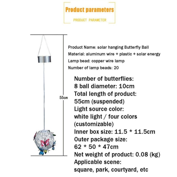 Glødende sommerfuglelampe Hængende trælampe HVID - Perfet White