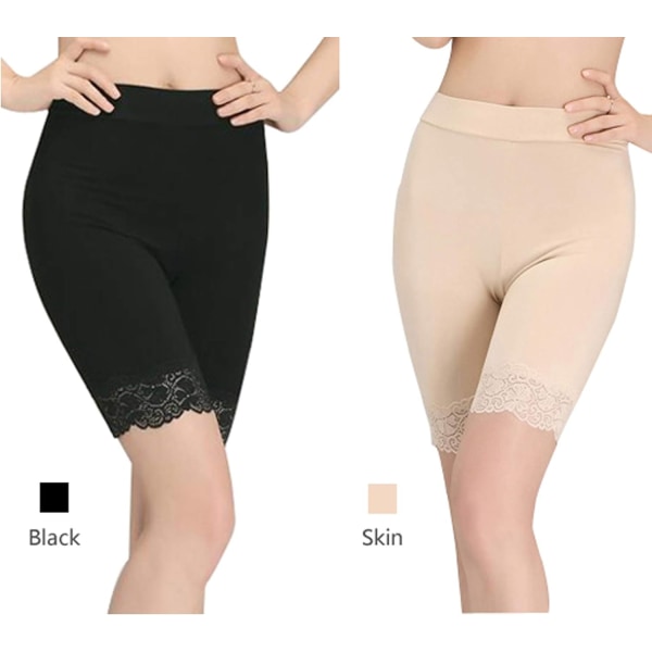 2 par Basic långa shorts för kvinnor med långa anti-bomullshorts - Perfet