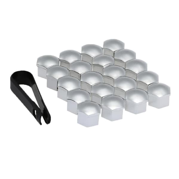 4x20 stk. Universelle 17mm Hjulkapsler Mutterhetter Skruebeskytter Sølv-Perfet