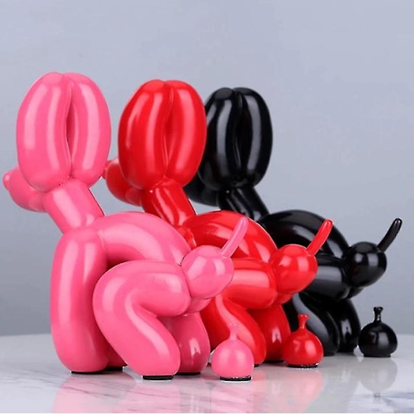 Kreativ Poop Ballong Hund Staty Hem Dekoration Modern nordisk Söta Djur Harts Resin Konst Skulptur-Perfet Black 0