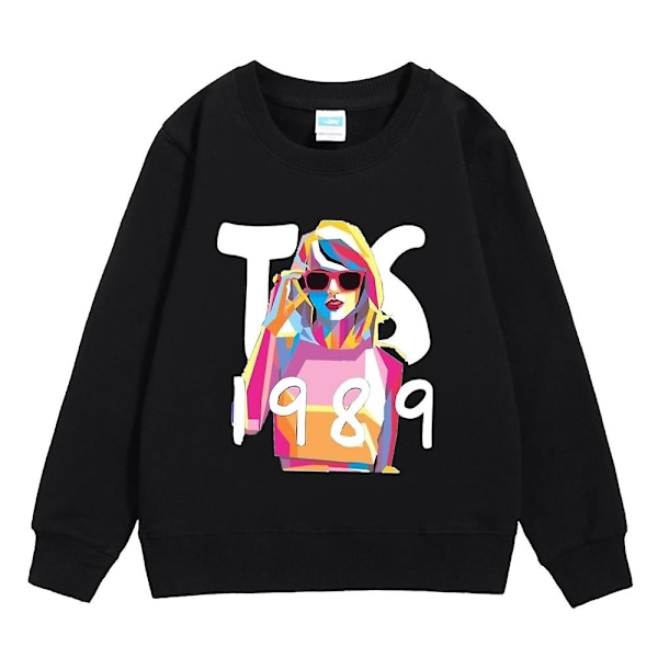 Barnekjoler Taylor Swift 1989 Trykt Genser Casual Løs Lang Ermet Genser Jumper Gave-Perfekt Black 7-8 Years