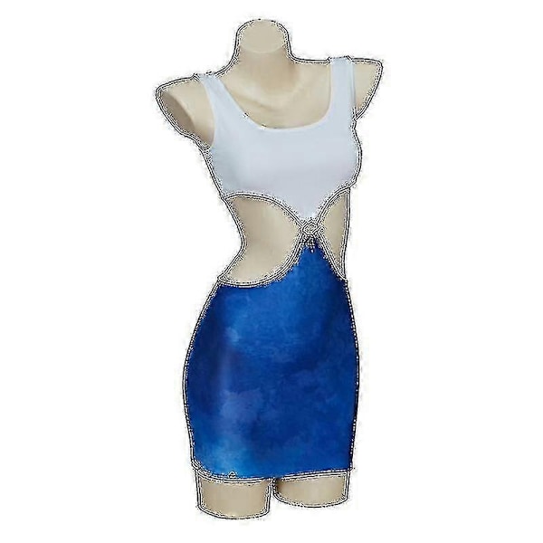 2023 Film Pretty Woman Julia Roberts Cosplay Vivian Ward Sexet Blå Bar Talje Tie-dye Udskåret Kjole - Perfekt XXL