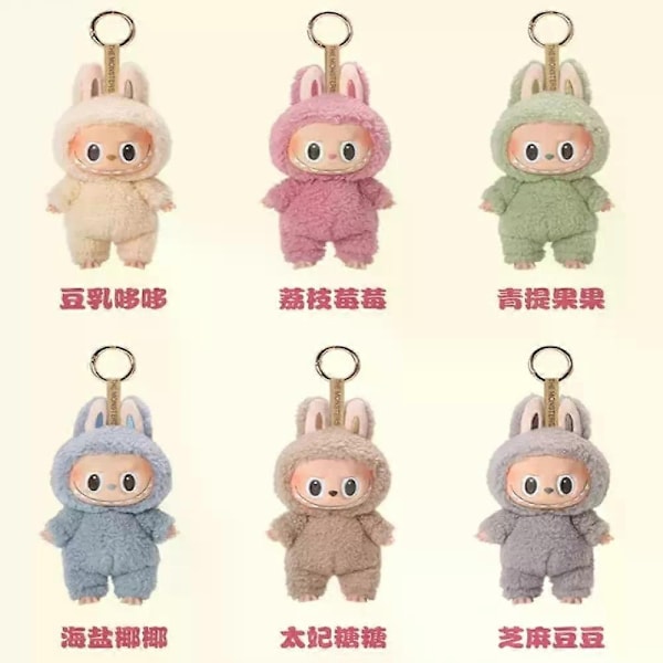 Pop Mart Labubu The Monsters – Spennende Macaron Plysj Nøkkelring Serie (1 Blind Box, 17 cm)