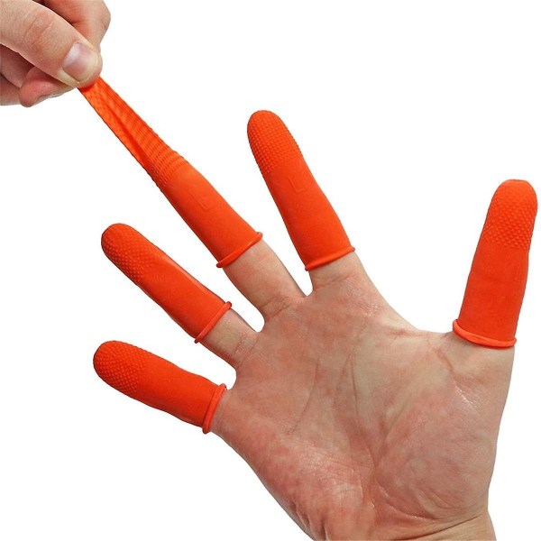 100 kpl kumiset Anti-Finger pinnasängyt Oranssit Kertakäyttöiset Suojaavat Finger Cribs elektroniikkakorjaukseen - Perfet