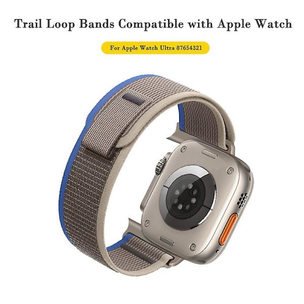 Velegnet til Trail Loop Strap til Apple Watch Band Ultra 8 7 6 5 3 Ur 49mm 45mm 40mm 44mm 41mm 42mm 38mm Nylon Correa Armbånd Iwatch Series Watch Army Green 42mm 44mm 45mm 49mm