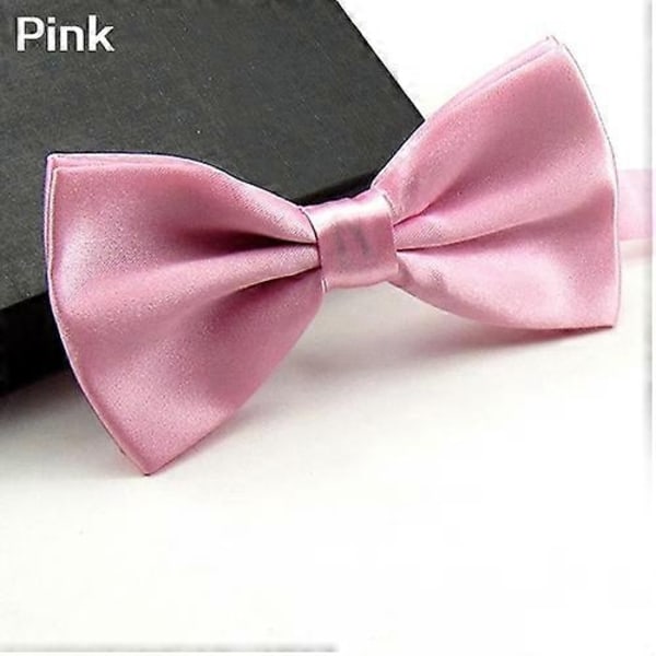 Klassisk enfärgad fluga för män, bröllop, fest, justerbar fluga - Perfet Pink