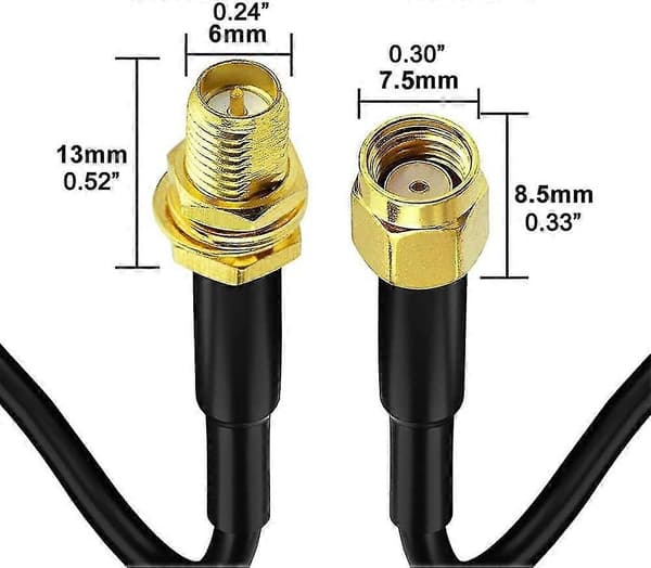 10m RP-SMA WiFi Antenne Forlængerkabel (Sort) - Perfekt