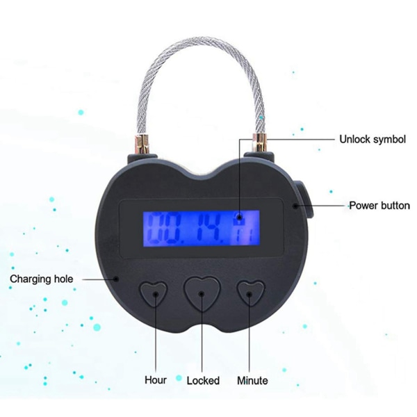 1x Smart Time Lock LCD-skärm Tidslås USB Uppladdningsbart Temporary Timer Hänglås Travel Electronic - Perfet