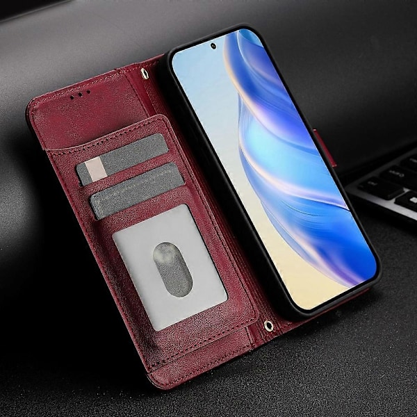 PU-pungcover kompatibelt med Infinix Smart 6 / Smart 6 Plus - Perfet Dark Red