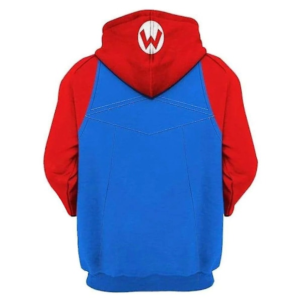 Mario Luigi Peach Bowser Donkey Kong Kostym Vuxen Unisex Hoodie Tröja Super Bros. Film Huvtröja Cosplay Kostym-Perfekt Mario 2XL
