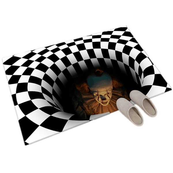 Clown Trap Illusion Dørmåtte Halloween Tæppe, 3D Geometrisk - Perfet