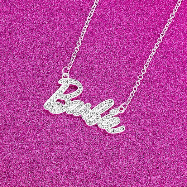Barbie Crystal Script logotyp halsband-perfet Silver