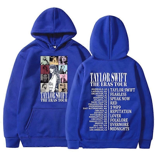 Mænd Kvinder Hoodie Taylor The Eras Tour Drenge Piger Sweatshirts Midnat Album Swift Print Kvinde Hættetrøje Mænd Tøj Unisex Trøje-Perfet Blue A L