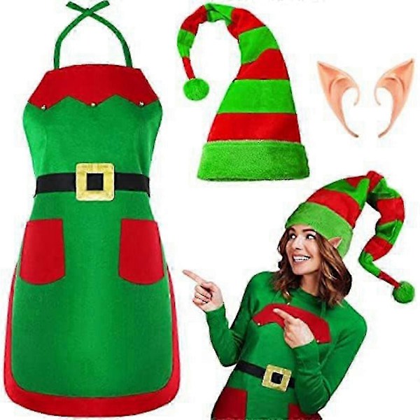 Julemandens Elf Kostume Unisex Voksen Forklæde Sæt Julefestival Stribet Santa Hjælper Elf Rolleleg Sæt - Perfekt B