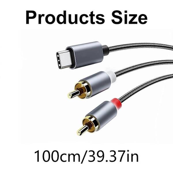 USB Typ C till 2RCA Kabel Stereo Ljudöverföring Guldpläterade Kontakter Sladd för Mixerkonsoler-Perfet 2m