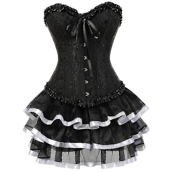 Seksikäs Korsettimekko Naisille Pluskokoinen Kostyymi Yläosa Burleske Korsetti ja Minimekkosetti Tutu Corselet-Perfet white 6XL