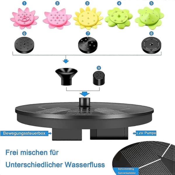 9 effekt solcellefontæne solcelle dam pumpe, have solcelle flydende fontæne pumpe solcellefontæne - Perfekt