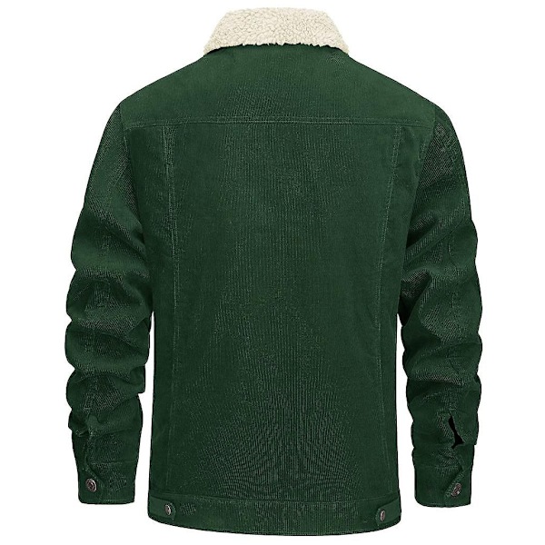 Herrar Jacka 2023 Ny Corduroy Krage Långärmad Plysch Lös Casual Herrjacka - Perfekt green S