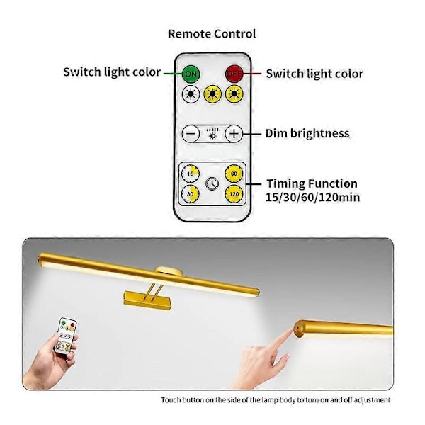 24,4\" Trådløse oppladbare batteridrevne bildelys med fjernkontroll - Perfekt Gold 2pcs