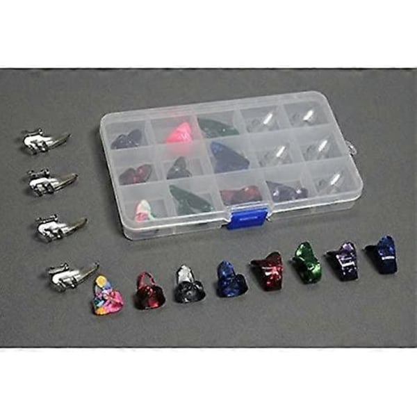 15 st Fingerplektrum Tumplektrum Set Gitarrplektrum med 15 Fack Förvaringslåda - Perfekt