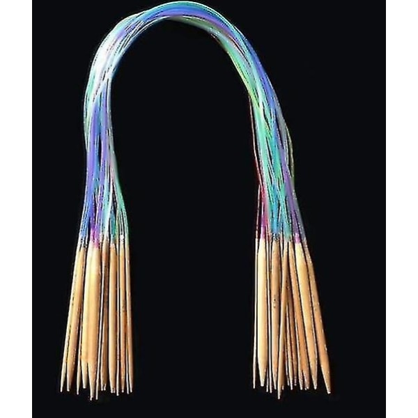Flerfargede rørformede strikkepinner - Bambus Circular Crochet Set - Perfet 80CM