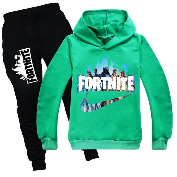 Fortnite træningsdragt Sæt Hættetrøje Jumper Top+bukser Passer til sportstøj Z - Perfet black 9-10 years