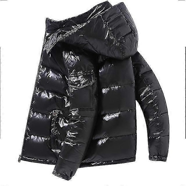 Blank Downjacka Herr Vinterjacka Ståuppkrage Dunjacka med Huva - Perfekt Black 3XL