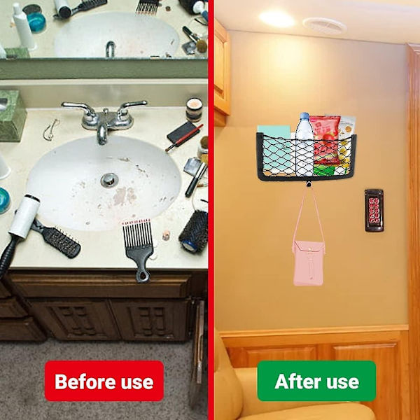 Förvaringsnät för husbilar, 4-pack Lastnät Bilförvaringsnät Husbil Van Förvaringslösningar med Plastram Elastiskt Nätväska -Perfekt with 4 Hooks