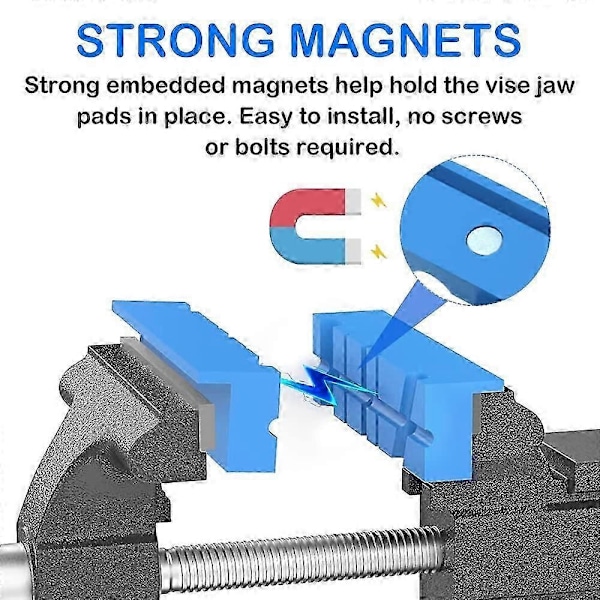 2 ST Magnetiska Skruvstyckesskydd TPU Mjuka Skruvstyckesbackar Blå Magnetiska Skruvstyckesbackskydd (14 * 3.6 * 3.2cm)-Perfekt