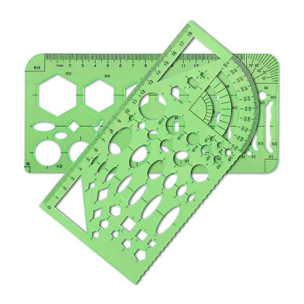 Sett med 3/4/6/9/11 målelinjal for geometrisk tegnemal - Perfet