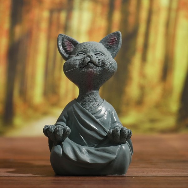 Snodig Buddha Cat Figurine Meditation Yoga Collectible Happy - Perfet Black