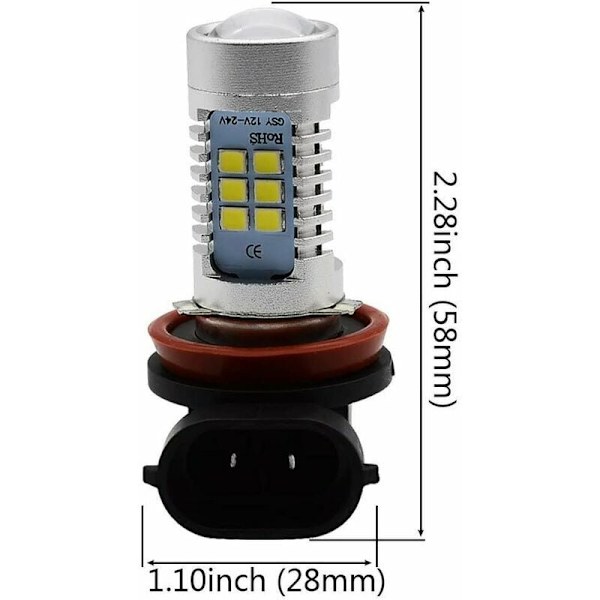 Tåkelyspære H11 - 21-2835SMD LED-hovedlys ULTRA WHITE LED-bilpære LED-tåkelyspære Xenon-lys (Hvit) - Perfet