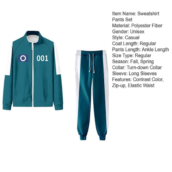 Squid Game Kostyme, Squid Game Barnkostyme, Squid Game Sportswear, Koreansk Folkespill Kostyme Sett, Squid Game Barnkostyme, Cosplay-Perfet Light Green E,110 cm