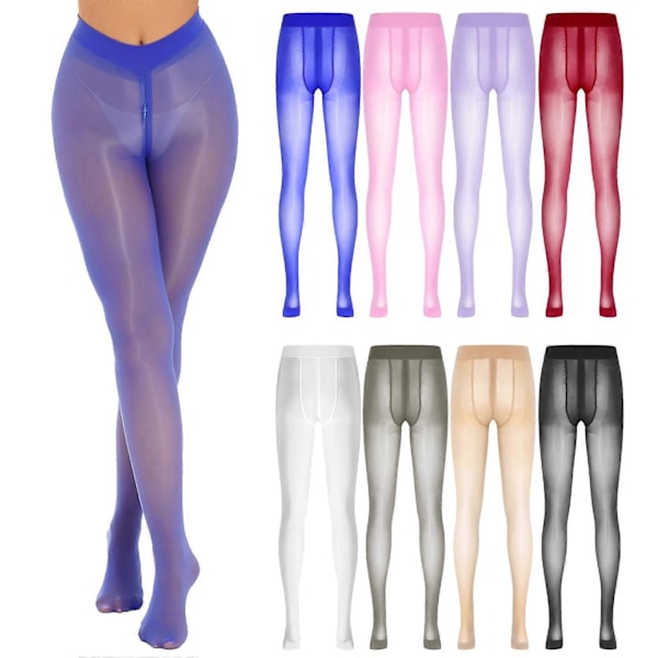 Dam Genomskinliga Mjuka Stretchiga Tights med Dragkedja i Grenen Byxor Strumpbyxor-Perfekt red L