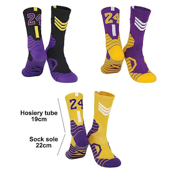 Basketballstrømper, 3-pak polstrede sportsstrømper Crew Socks til mænd og kvinder - Perfekt style3725