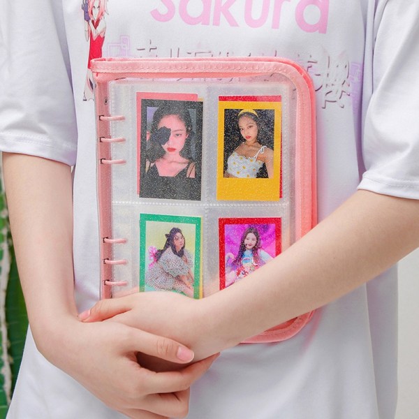 Zip Binder Photo Album Cover & Inside Photo Card Collect - Perfet Pink
