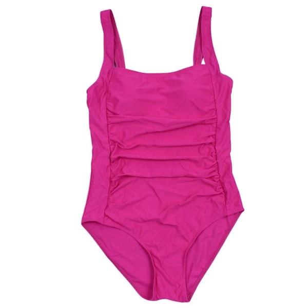 Naisten Vintage Uimapuku Neliöpääntie Korkea Leikkaus Rypytetty Uimapuku Vatsaa Lihottava Uimapuku - Perfet Rose Red S