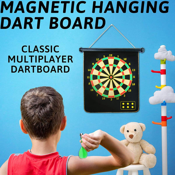 Magnetisk darttavle for barn Dobbeltsidig sett med 12 piler hengende roller Up Safe darttavle for innendørs utendørs familiespill for - Perfet