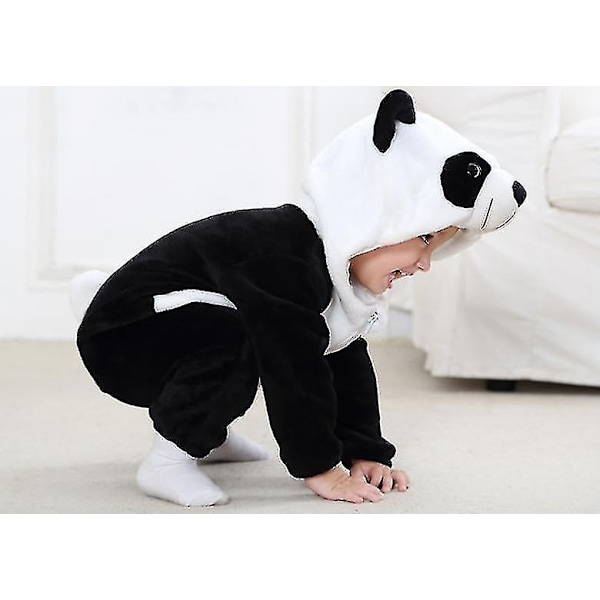 Unisex Baby Dyre Kostume Vinter Efterår Flannel Hætte Cosplay Jumpsuit-Perfet Panda 80