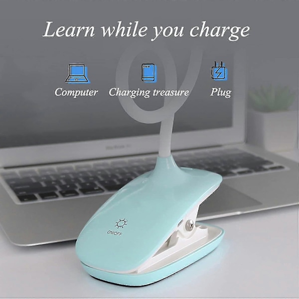 LED Clip-on Leselampe Dimbar Øyebeskyttelse Bordlampe-Perfet Blue