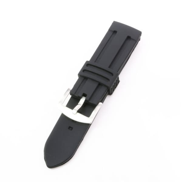 Klockarmband i gummi (gummilänk) Svart 24mm