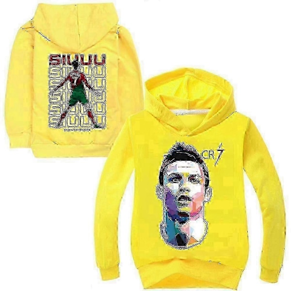 Cristiano Ronaldo Hoodie Världscupen Nr.7 Julklappar Fotbollsstjärna Hoodie Flickor Pojkar Hooded Sweatshirt Pullover Toppar Barn Tonåringar-Perfekt Yellow 7-8years
