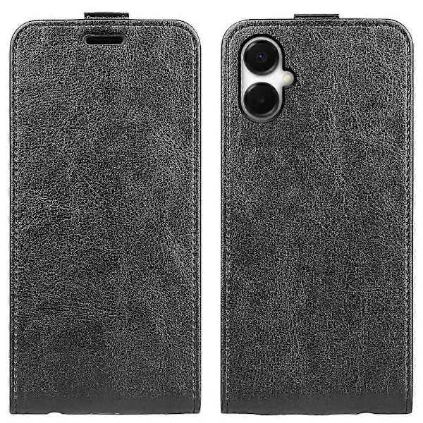 Kompatibel med R64 Textur Vertikal Flip Läder Telefonfodral-Perfet Black For Samsung Galaxy A06 5G