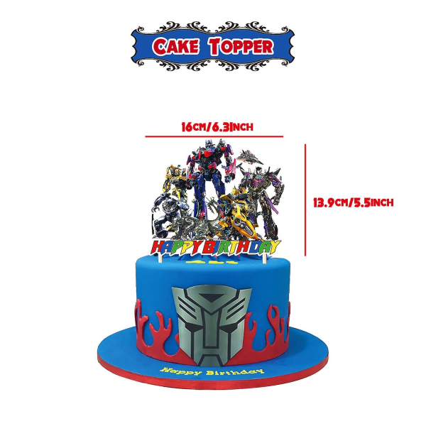 Transformers Tema Födelsedagsfestdekorationer Transformers Dragflikar Tårta Insatser Ballonger Spiralberlocker - Perfet Set B